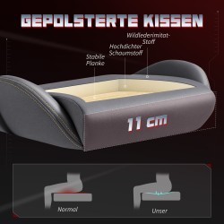 Ergonominen pelituoli työtuoli 3D-käsinojilla ja jalkatuella, keinomokka, tummanharmaa