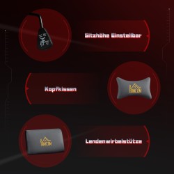 Ergonominen pelituoli työtuoli 3D-käsinojilla ja jalkatuella, keinomokka, tummanharmaa