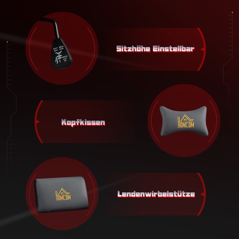 Ergonominen pelituoli työtuoli 3D-käsinojilla ja jalkatuella, keinomokka, tummanharmaa