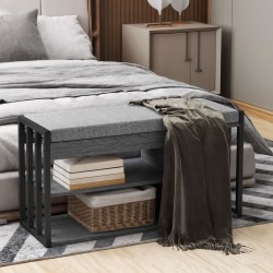 Penkillinen kenkähylly eteiseen, 3-tasoinen metallirunkoinen kenkäpenkki 86 x 30 x 45,4 cm, harmaa