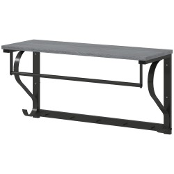 Seinään kiinnitettävä naulakko hyllyllä ja vaatetangolla 5 koukkua lastulevy ja metalli 70 x 25 x 35 4 cm harmaa