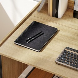 Taitettava työpöytä kahdelle näytölle, metallijalat, 170x58x78 cm, tammi/musta