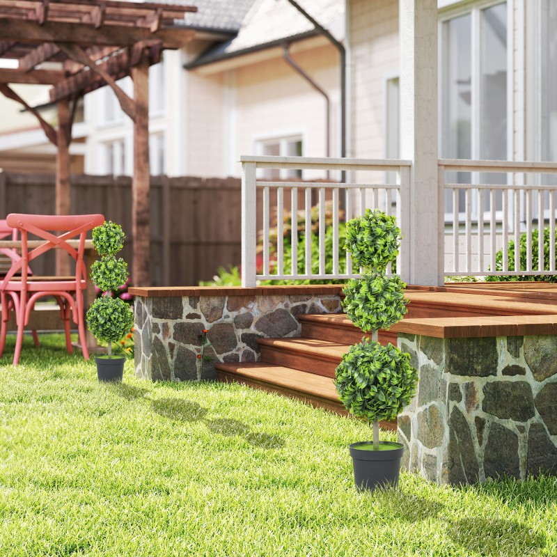 Tekokasvi ruukussa 2 kpl, kolmoispallo, 100 cm, muovi, vihreä