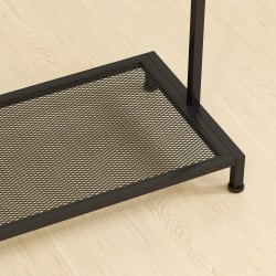 Naulakkoteline kenkähyllyllä ja vaatetangolla, lastulevy ja metalli, 100x35x156 cm, tammi/musta