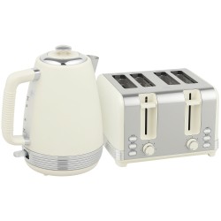 Vedenkeitin ja leivänpaahdin setti 1 7 L 4 viipaletta 2200 W ruostumaton teräs creme hopea