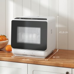 Pöytätiskikone 6 L säiliöllä, 5 pesuohjelmaa, kuivaustoiminto, LED-näyttö, valkoinen