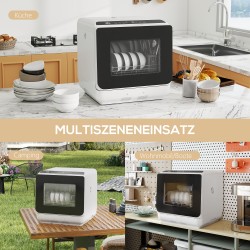 Pöytätiskikone 6 L säiliöllä, 5 pesuohjelmaa, kuivaustoiminto, LED-näyttö, valkoinen