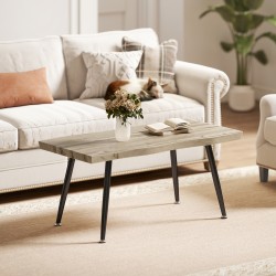 Olohuoneen sohvapöytä teräsjaloilla 100x50x45 cm 4 cm kansi tammi/musta