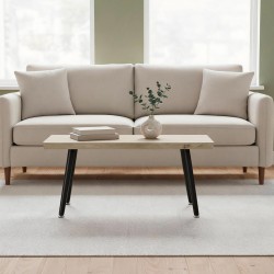 Olohuoneen sohvapöytä teräsjaloilla 100x50x45 cm 4 cm kansi tammi/musta