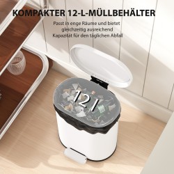 Roskakori poljinroskis 12 l metallia soft close sisäastialla valkoinen 30 x 25,5 x 37,5 cm