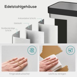 Keittiöroskis poljinmekanismilla 60 L, harjattu ruostumaton teräs, hopea/musta