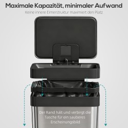 Keittiöroskis poljinmekanismilla 60 L, harjattu ruostumaton teräs, hopea/musta