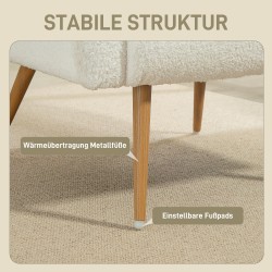 Nojatuoli lukunurkkaan, fleece-verhoilu, lannerangan tyyny, metallijalat, kermanvalkoinen