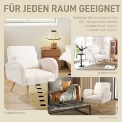 Nojatuoli lukunurkkaan, fleece-verhoilu, lannerangan tyyny, metallijalat, kermanvalkoinen