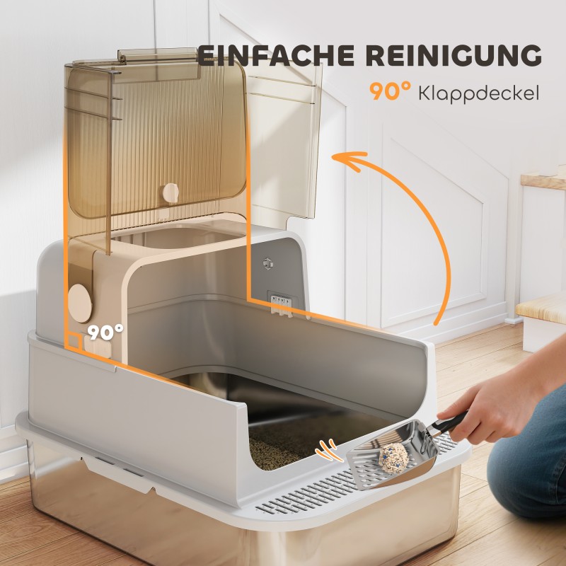 Kissanvessa suurille kissoille ruostumatonta terästä XXL 70 x 50 x 46,5 cm harmaa