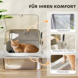 Kissanvessa suurille kissoille ruostumatonta terästä XXL 70 x 50 x 46,5 cm harmaa