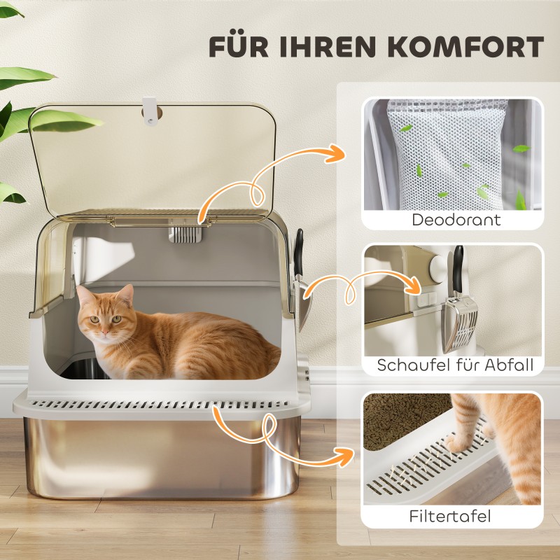 Kissanvessa suurille kissoille ruostumatonta terästä XXL 70 x 50 x 46,5 cm harmaa