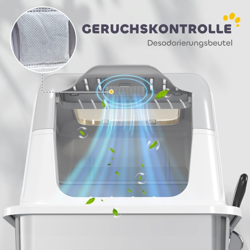 Kissan suljettu hiekkalaatikko ruostumattomalla teräsaltaalla 60,4x40,4x41,8 cm valkoinen/harmaa