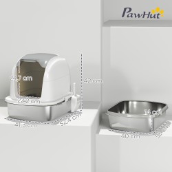 Kissanvessa kannella alle 5 kg kissoille, ruostumaton teräs, 52,4 x 41,3 x 42 cm, valkoinen/hopea