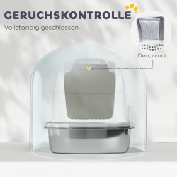 Kissanvessa kannella alle 5 kg kissoille, ruostumaton teräs, 52,4 x 41,3 x 42 cm, valkoinen/hopea