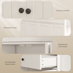 Siirrettävä keittiösaareke, 2 laatikkoa, 2 kaappia, maustehylly, pyyhe- ja veitsiteline, MDF, valkoinen luonnonpuutasolla