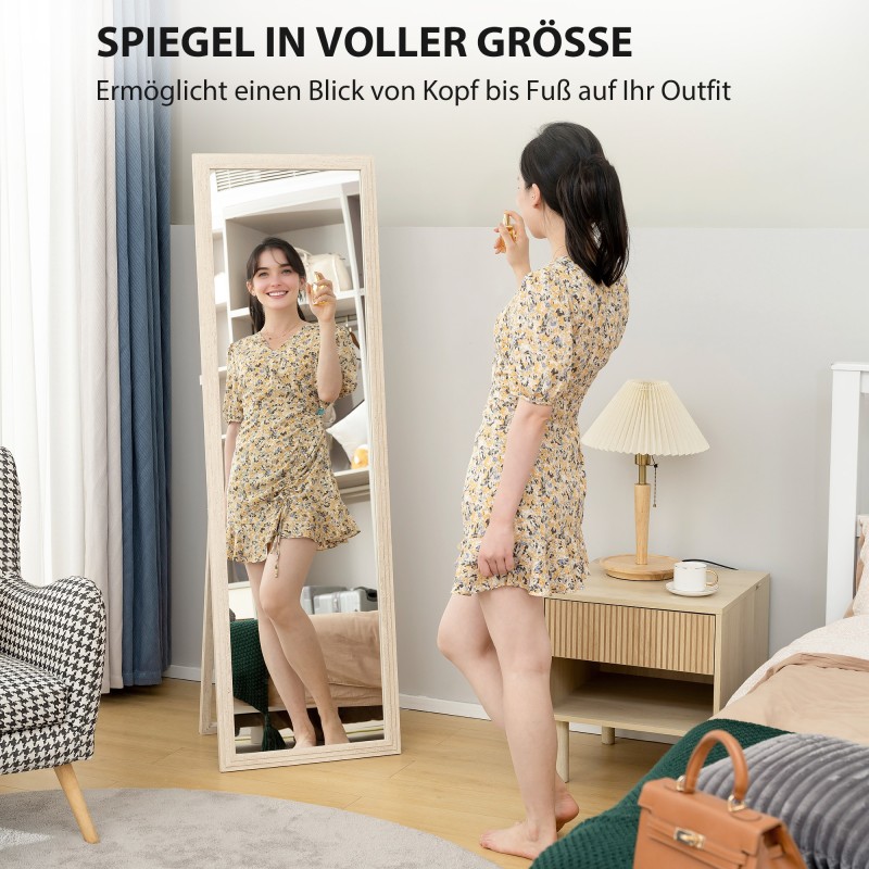 Kokovartalopeili 160 x 50 cm, karkaistu lasi, valkoinen kehys