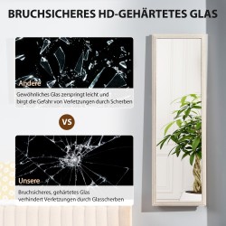 Kokovartalopeili 160 x 50 cm, karkaistu lasi, valkoinen kehys