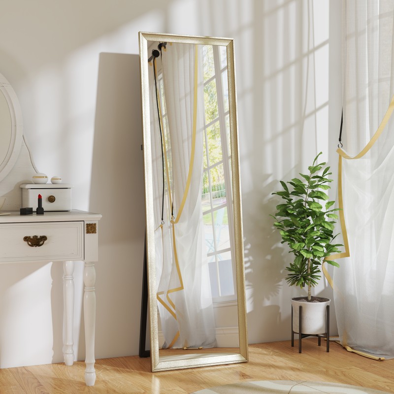 Kokovartalopeili 160 x 50 cm, karkaistu lasi, kullanvärinen kehys