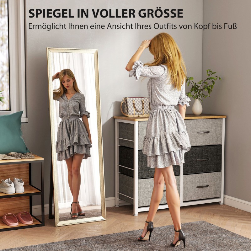 Kokovartalopeili 160 x 50 cm, karkaistu lasi, kullanvärinen kehys