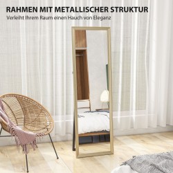 Kokovartalopeili 160 x 50 cm, karkaistu lasi, kullanvärinen kehys