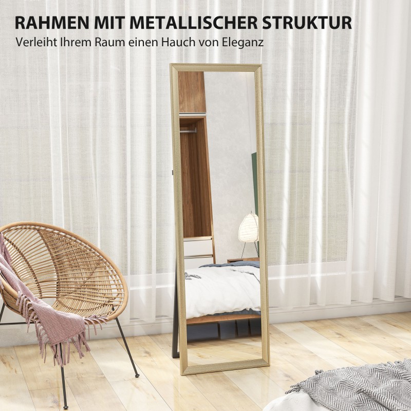 Kokovartalopeili 160 x 50 cm, karkaistu lasi, kullanvärinen kehys