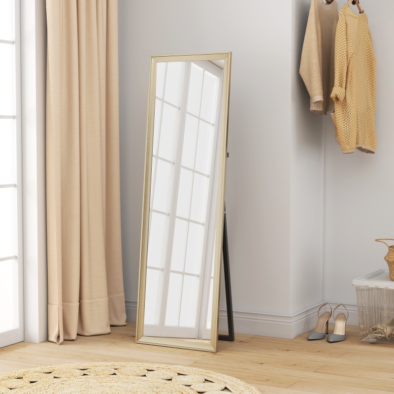 Kokovartalopeili 160 x 50 cm, karkaistu lasi, kullanvärinen kehys