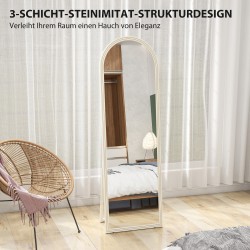 Koko vartalon lattiapeili ja seinäpeili, karkaistu lasi, 50 x 160 cm, valkoinen kaareva kehys