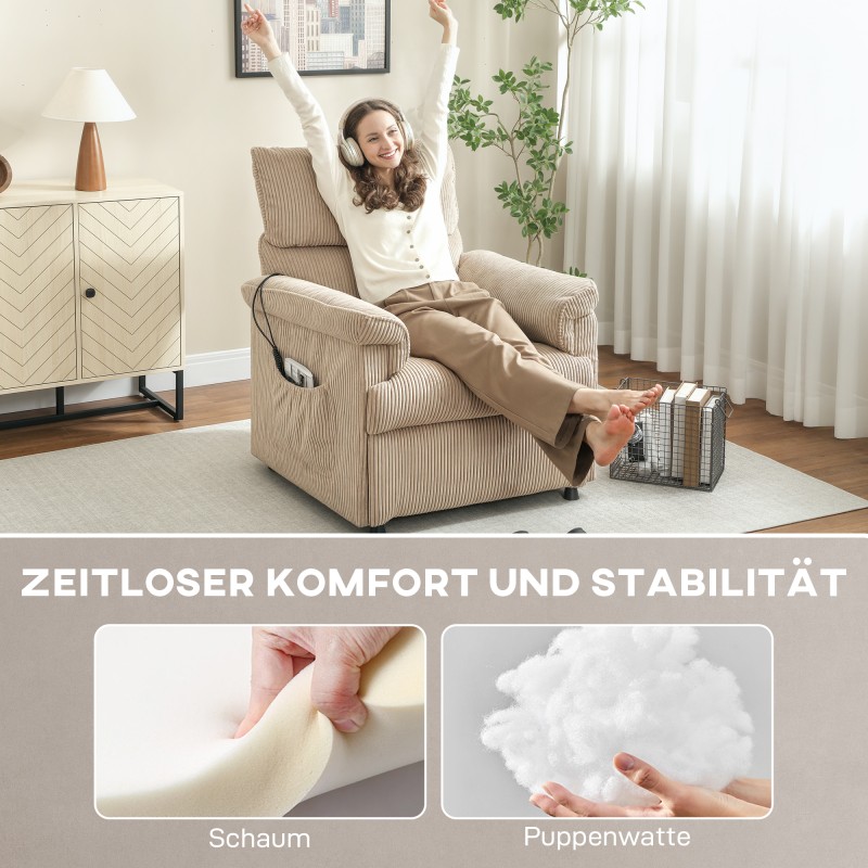 Sähköinen hierontalepotuoli värinähieronnalla ja lämpötoiminnolla, teräsrunko, kangasverhoilu, ruskea