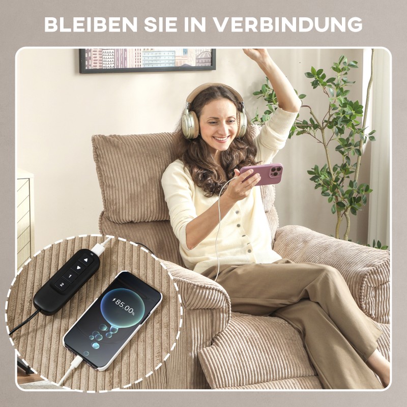 Sähköinen hierontalepotuoli värinähieronnalla ja lämpötoiminnolla, teräsrunko, kangasverhoilu, ruskea