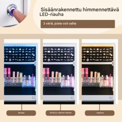 Valkoinen korukaappi peilillä ja 3-värisellä LED-valaistuksella