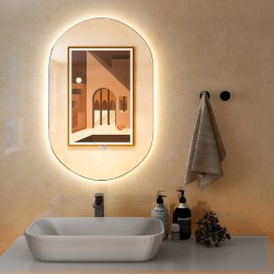 Soikea himmennettävä LED-seinäpeili kylpyhuoneeseen, 80x50 cm