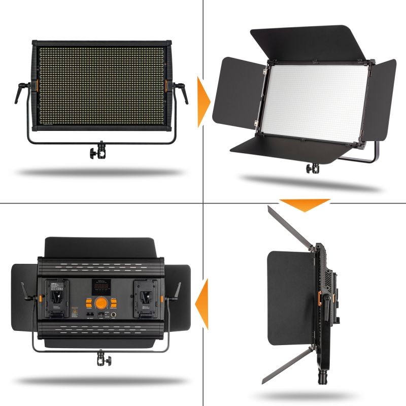 Walimex pro 2 kpl LED Niova 150-F Pro LED-paneelivalaisin ja 2 kpl AIR 355 -jalusta, 150 W, Bi-Color
