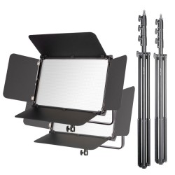 Walimex pro 2 kpl LED Niova 150-F Pro LED-paneelivalaisin ja 2 kpl AIR 355 -jalusta, 150 W, Bi-Color