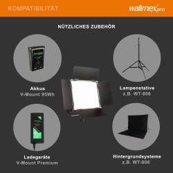 Walimex pro Rainbow 100 W RGBWW LED-videovalaistussetti, 3 kpl paneelia ja 3 kpl WT-806-valojalkaa