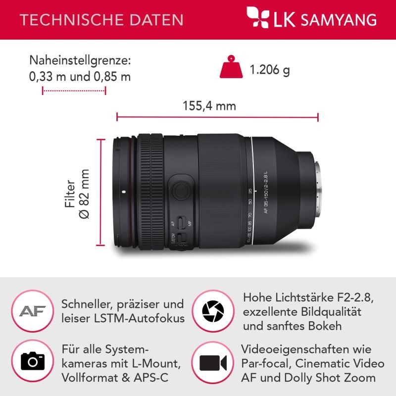 Samyang AF 35-150mm F2,0-2,8 L-Mount zoom-objektiivi