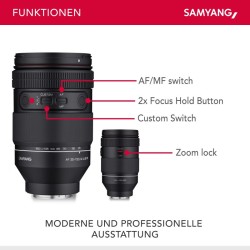 Samyang AF 35-150mm F2,0-2,8 FE zoom-objektiivi Sony E-kennoille, sääsuojaus
