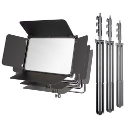 Walimex pro 3 kpl LED Niova 150 F Pro paneelivaloa ja 3 kpl AIR 355 jalustaa 150 W Bi Color