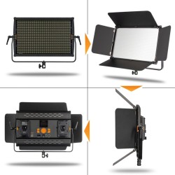 Walimex pro 3 kpl LED Niova 150-F Pro paneelivaloa ja 3 kpl AIR 355 -jalustaa, 150 W Bi-Color