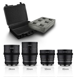 Samyang VDSLR MK2 objektiivisetti 24/35/50/85 mm MFT suojalaukulla
