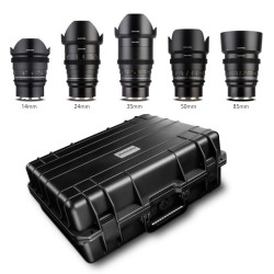 Samyang VDSLR MK2 MF video objektiivisetti 14mm 24mm 35mm 50mm 85mm Sony E kennolle suojalaukulla