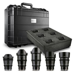 Samyang VDSLR MK2 MF video-objektiivisetti 14mm, 24mm, 35mm, 50mm, 85mm Sony E -kennolle, suojalaukulla