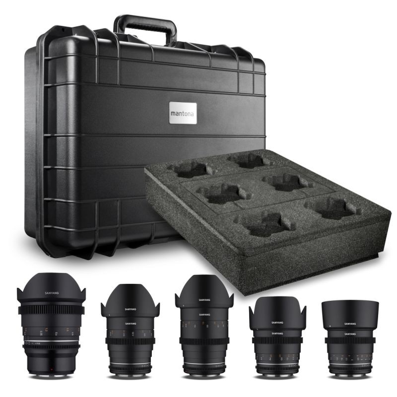 Samyang VDSLR MK2 video-objektiivisetti MFT 14mm, 24mm, 35mm, 50mm, 85mm ja suojalaukku