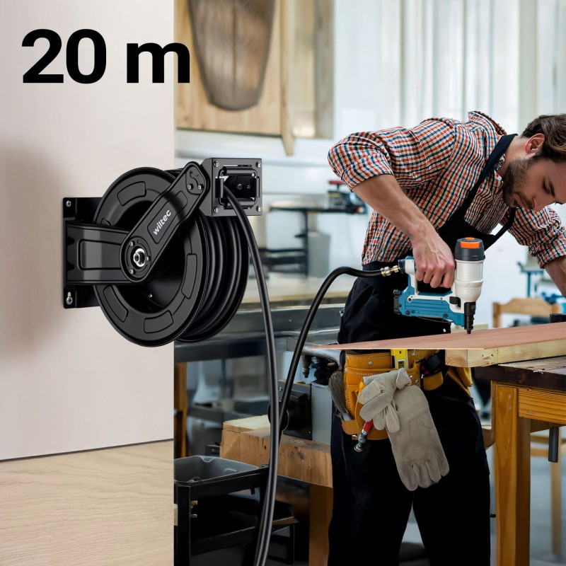 Automaattinen paineilmakela 20 m, teräs, 20 bar, seinäasennus