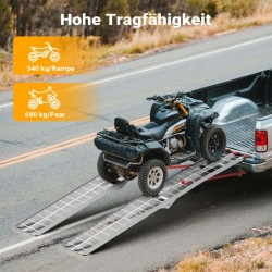 Alumiininen lastausramppi 226 cm, 340 kg, taitettava, moottoripyörille ja mönkijöille